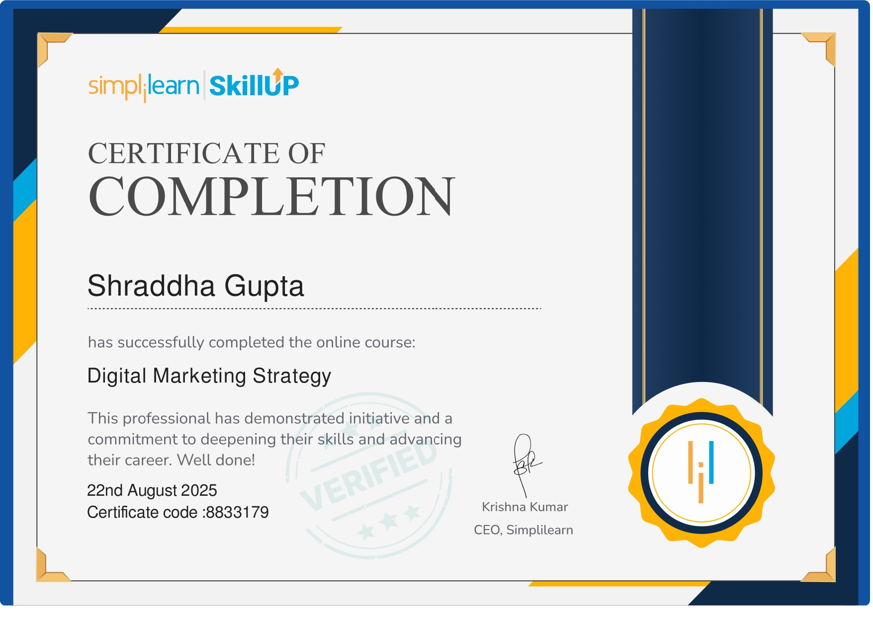 certificate on digital marketing strategy (simplilearn skillup) page 0001